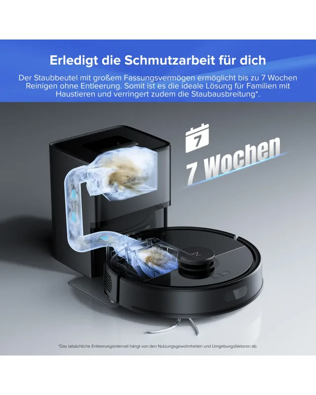 Roborock Q7 L5+ Set Saug- und Wischroboter mit Auto-Entleerungsstation mit zwei zusätzlichen Staubbeuteln Schwarz