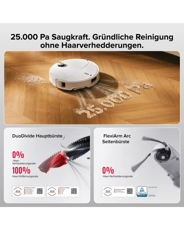 Roborock Qrevo Curv 2 Pro Saug- & Wischroboter, 25.000 Pa Saugkraft, 100 °C Heißwasser-Wäsche