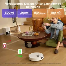 Roborock Q10 S5+ Set Saug- und Wischroboter mit Auto-Entleerungsstation mit zwei zusätzlichen Staubbeuteln Weiß