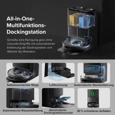 Roborock QV 35A Saugroboter Set (verbessert von Qrevo S) mit Multifunktionsdock (mit Staubsaugerbeutel*2 Stück) Schwarz